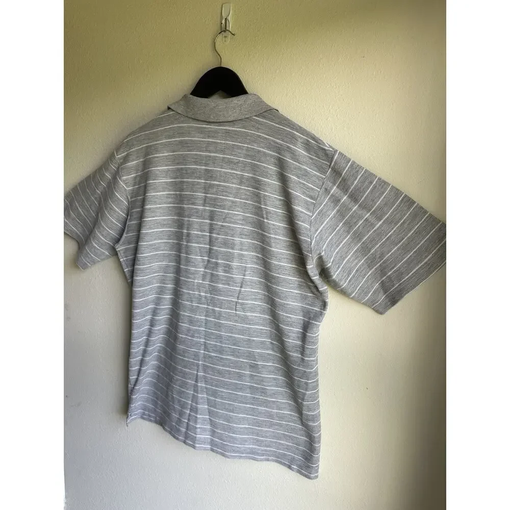 Lacoste Men's XL Gray Polo Shirt Stripe Embroidery Logo
